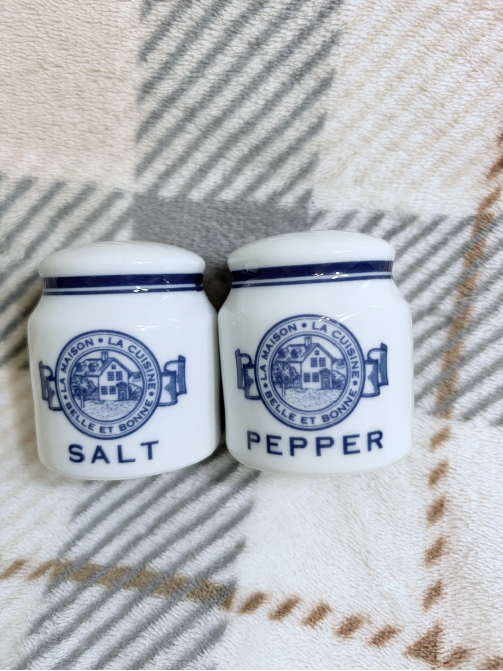 Belle et Bonne La Maison Blue and White Salt and Pepper Shaker Set